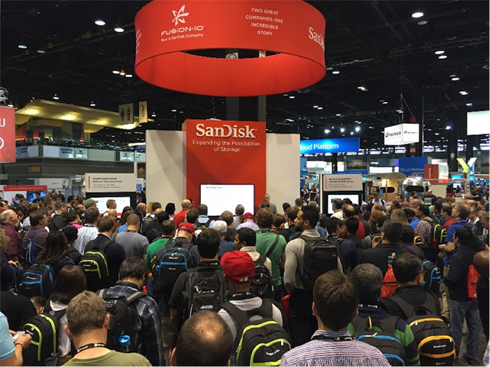 Crowd in front of SanDisk Booth