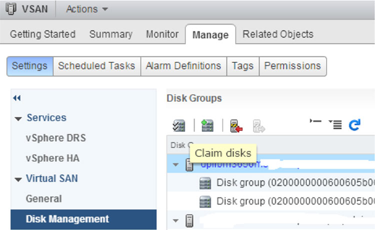 Fig 1: Virtual SAN All Flash Configuration – Claim Disk