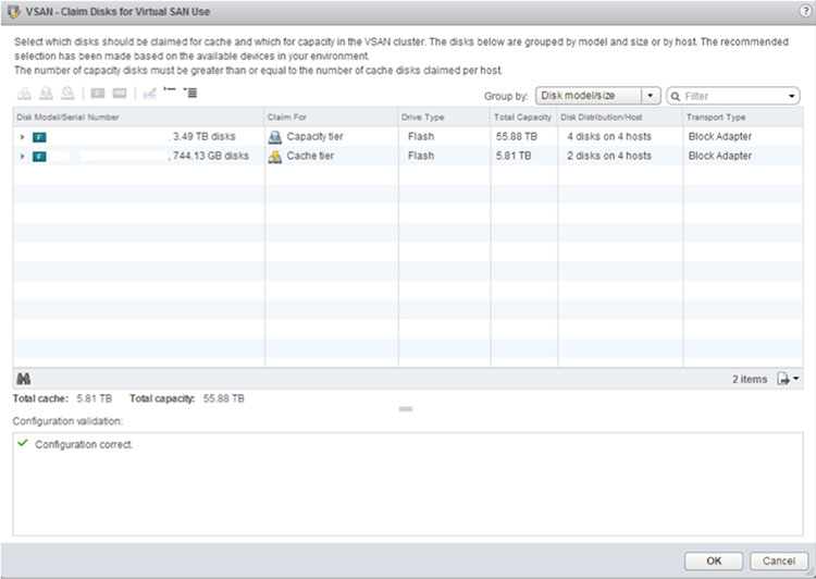 Fig 2: Claim disk UI for All-Flash Virtual SAN Configuration