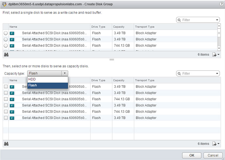 Fig 4: Disk Group Creation for All Flash Virtual SAN