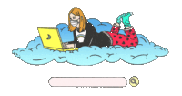 Woman on cloud searching online if the cloud can keep up with COVID-19