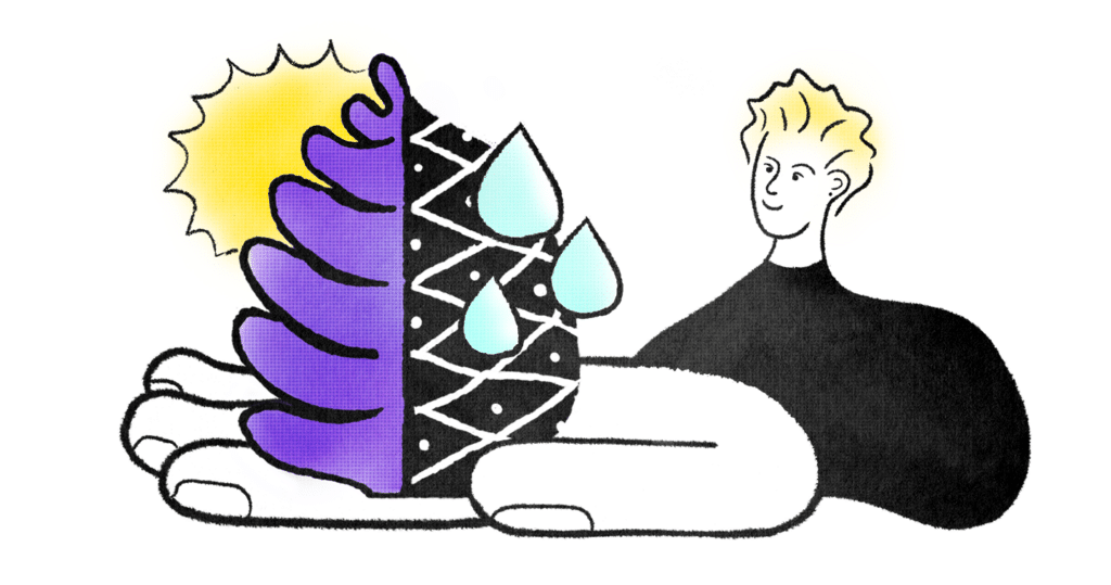 Illustration of person holding natural materials