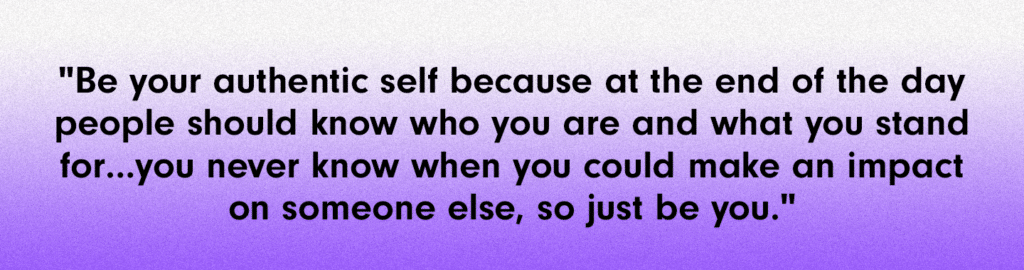 Graphic featuring Jodi Washington's quote: 'Be your authentic self, because at the end of the day people should know who you are and what you stand for. You never know when you could make an impact on someone else, so just be you.'